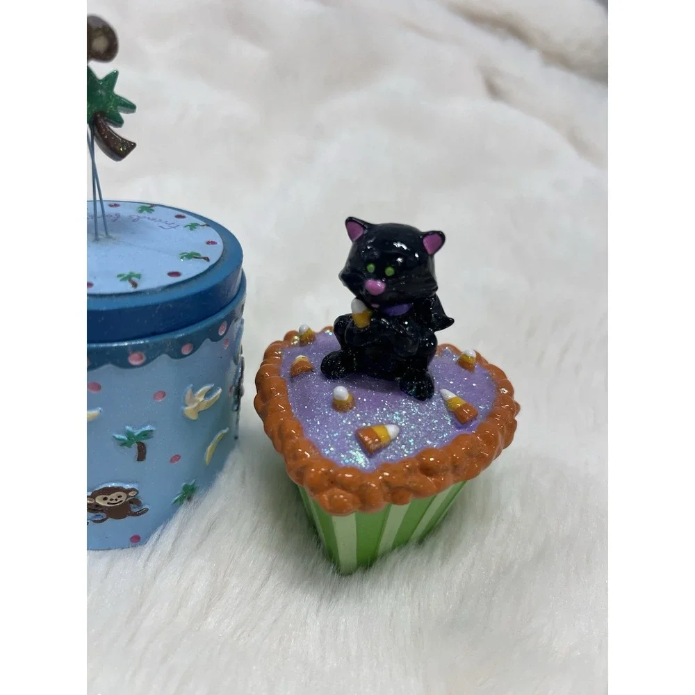 Vintage 2004 Claire's Monkey Friends Cat Heart Halloween Lot Trinket Box #11